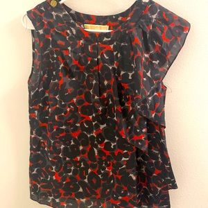 Michael Kors Red and Black Printed Flowy Top